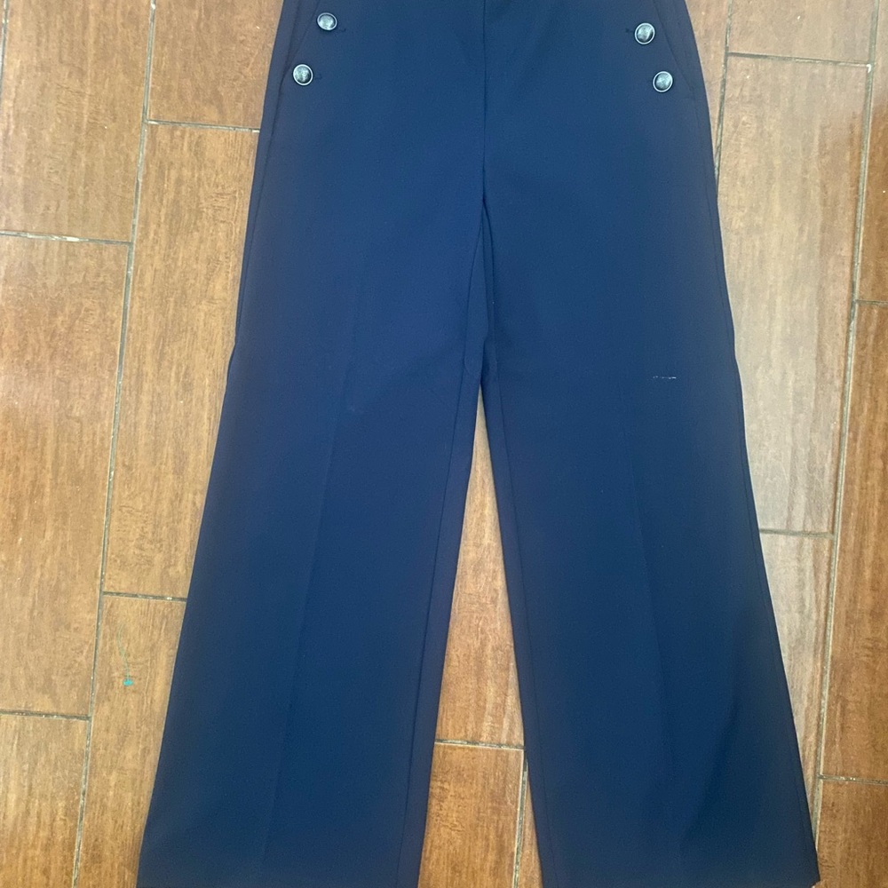 LOFT Dark Blue Trousers with Silver Button Accents